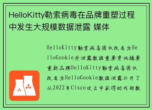 HelloKitty勒索病毒在品牌重塑过程中发生大规模数据泄露 媒体